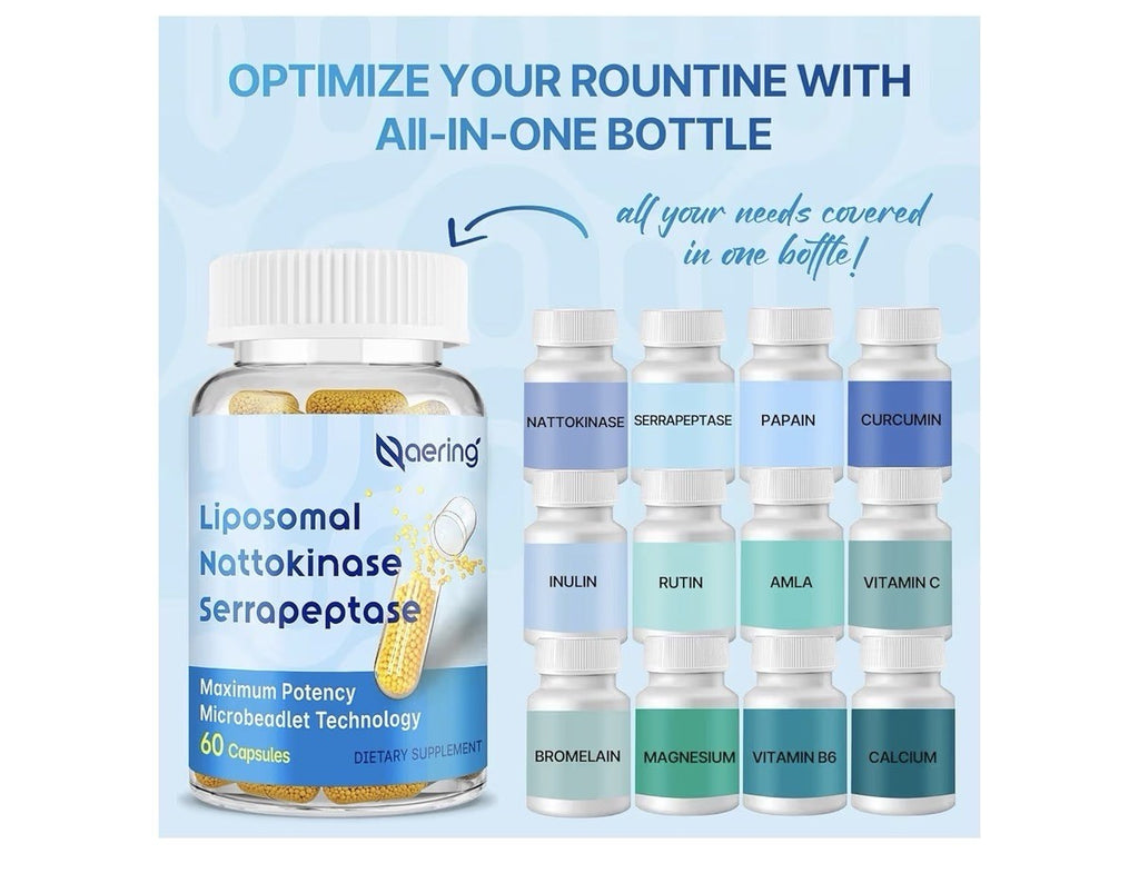 Naering Liposomal Nattokinase Serrapeptase Circulatory Digestive Health 2 Pack