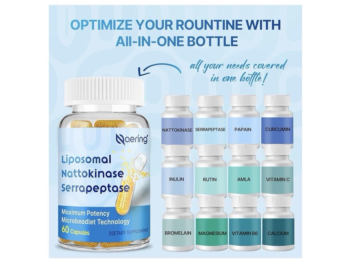 Naering Liposomal Nattokinase Serrapeptase Circulatory Digestive Health 2 Pack