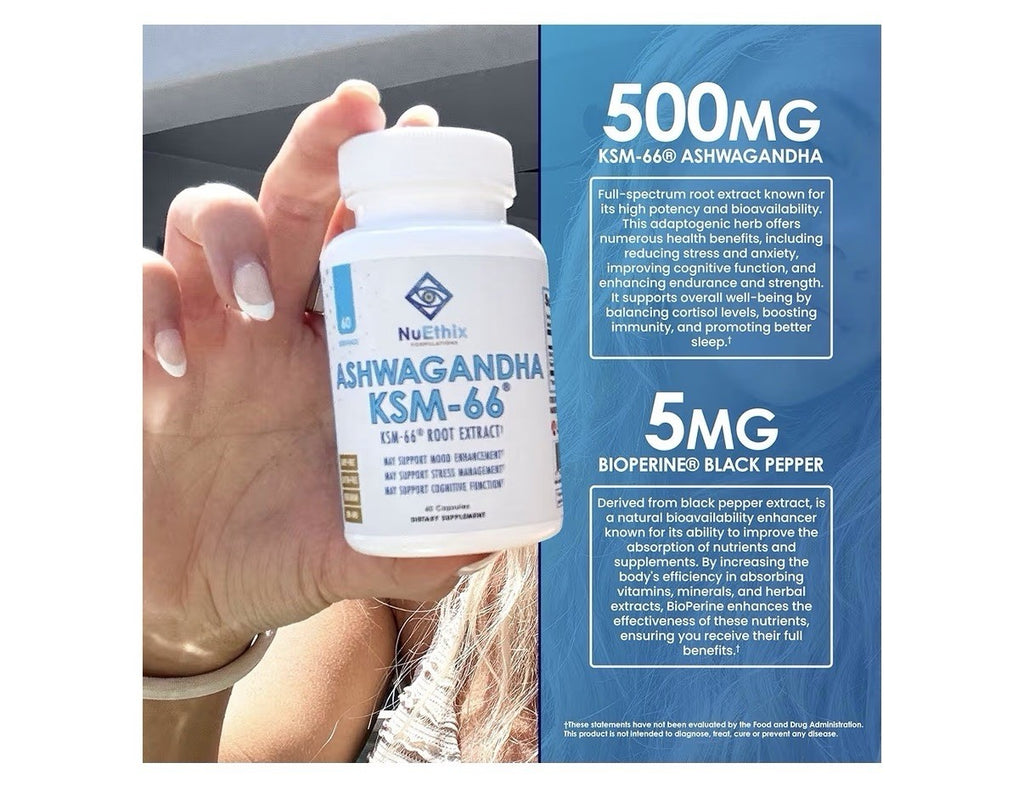 NuEthix Formulations Ashwagandha KSM 66 Mood Stress Cognitive Support 60 Capsule