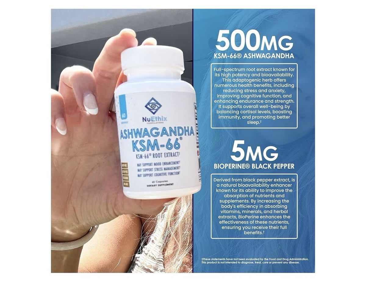 NuEthix Formulations Ashwagandha KSM 66 Mood Stress Cognitive Support 60 Capsule