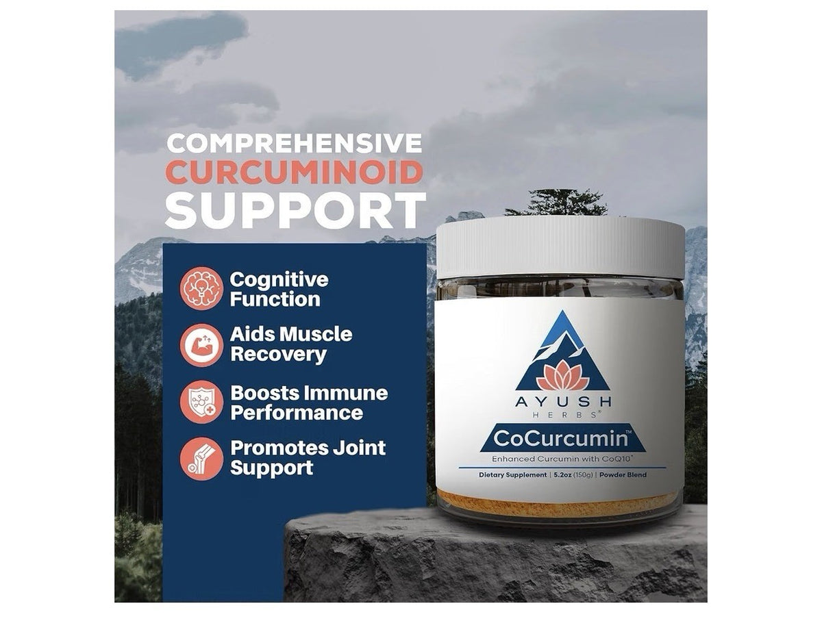 Ayush Herbs CoCurcumin Turmeric Powder Blend With CoQ10 30 Servings