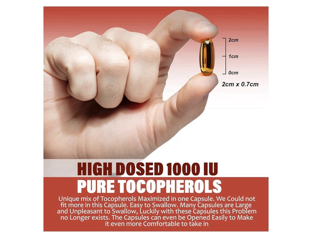 Procapsin Vitamin E IU Ultra Tocopherol 1000 IU Vegan All 4 Tocopherols 60 Caps