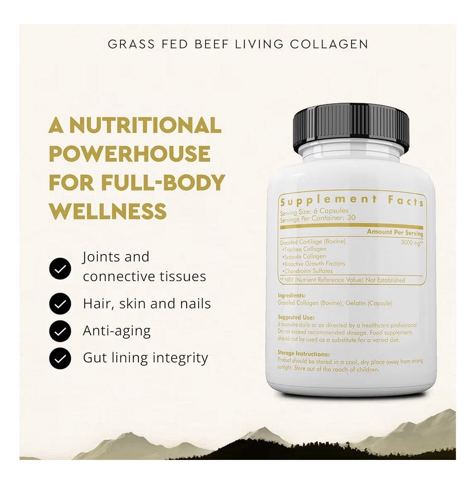 Ancestral Supplements Living Collagen Grass Fed Beef Pasture Raised 180 Capsules