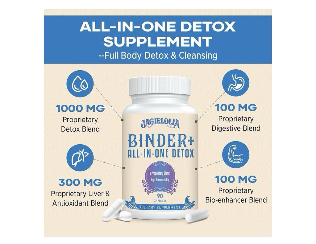 Jagielolia Binder+ All-in-One Detox High Bioavailability Liver Gut Cleanse 90cap
