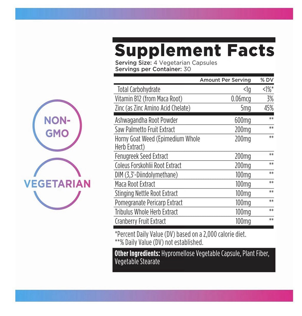 Livingood Daily Men's Hormone Support Supplement Testosterone Balance 120Capsule