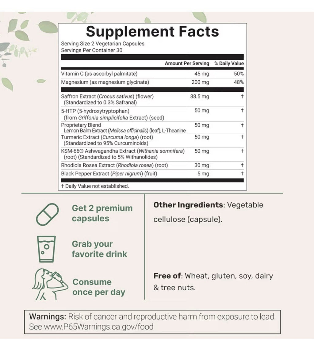 Micro Ingredients Saffron+ Advanced 88.5 mg Saffron Extract Per Serving 60 Caps