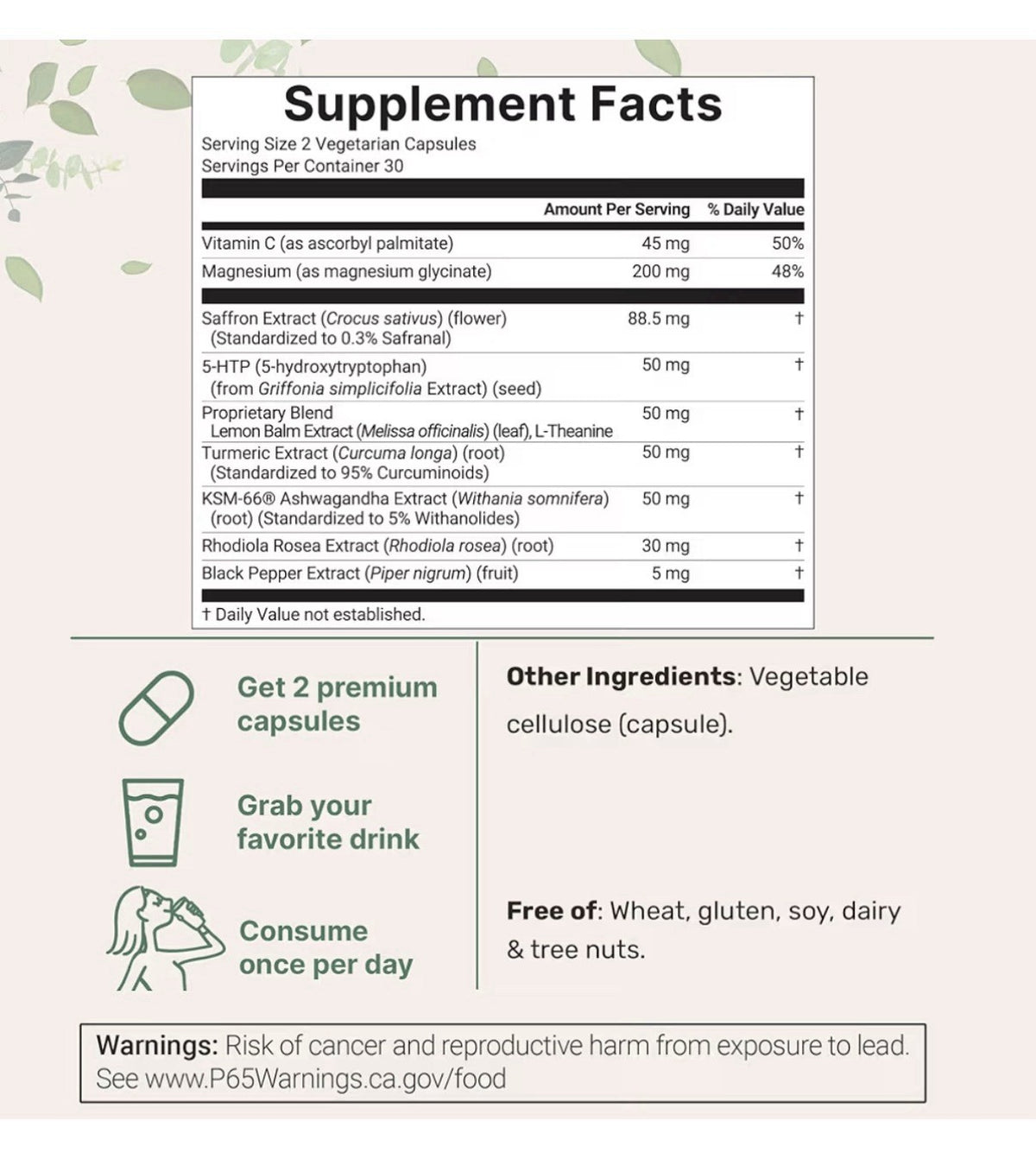 Micro Ingredients Saffron+ Advanced 88.5 mg Saffron Extract Per Serving 60 Caps