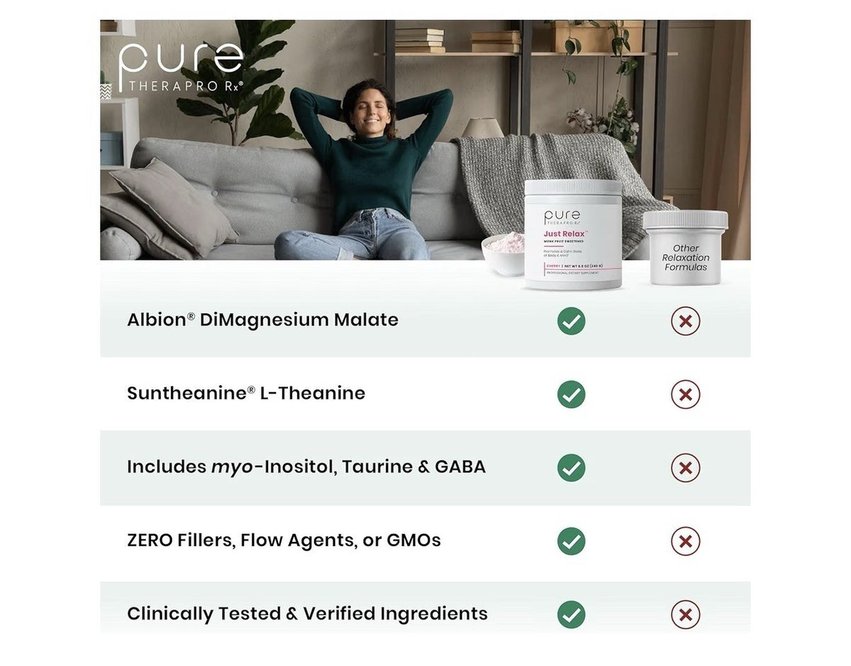 Pure Therapro Rx Just Relax Powder Promotes a Calm State of Body & Mind Cherry