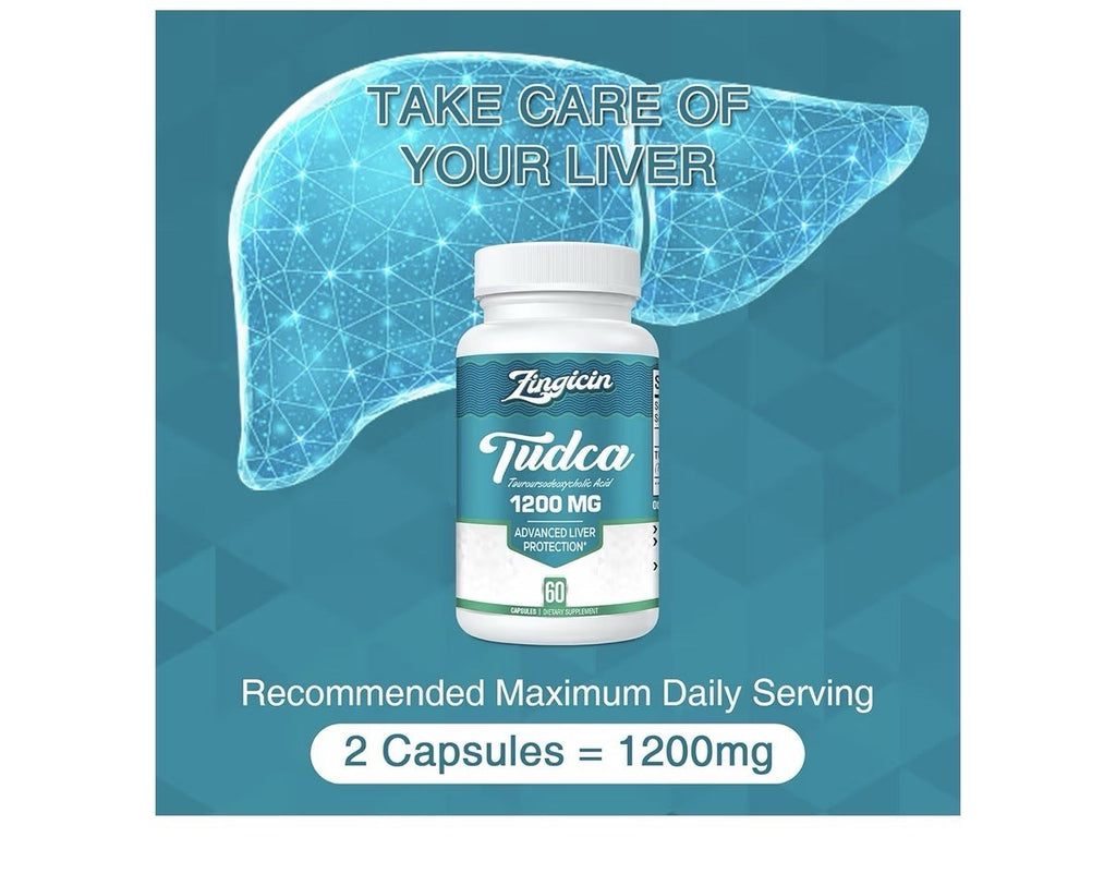 Zingicin TUDCA Supplement 1200mg Tauroursodeoxycholic Acid Liver Protection 2pck