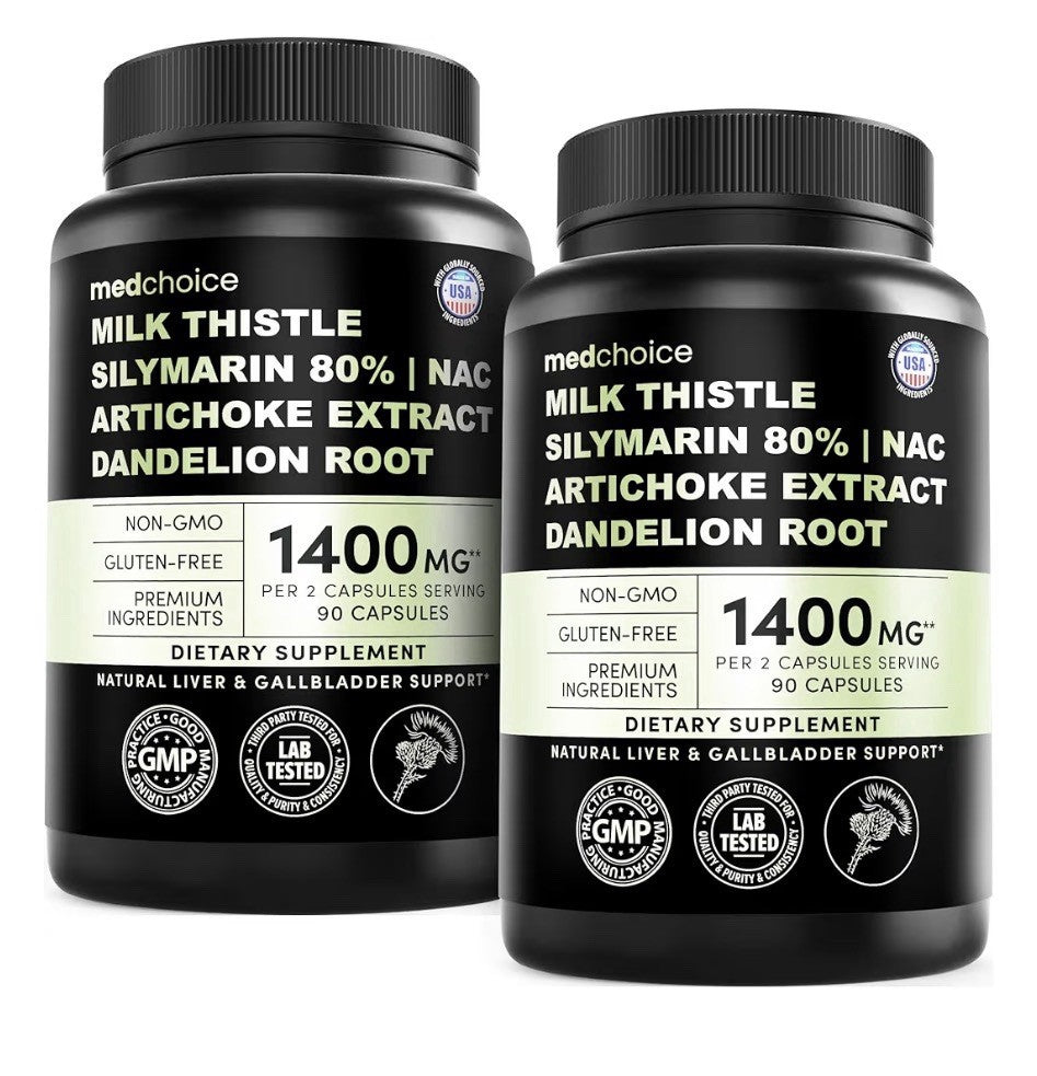 medchoice Milk Thistle Liver Support Supplement w/ NAC Artichoke Dandelion 2Pack
