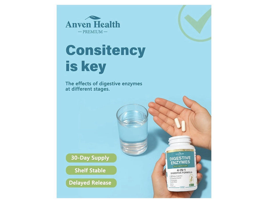 3Pack Anven Health Digestive Enzymes 1 in 4 Digestive Formula Men & Women 100CFU