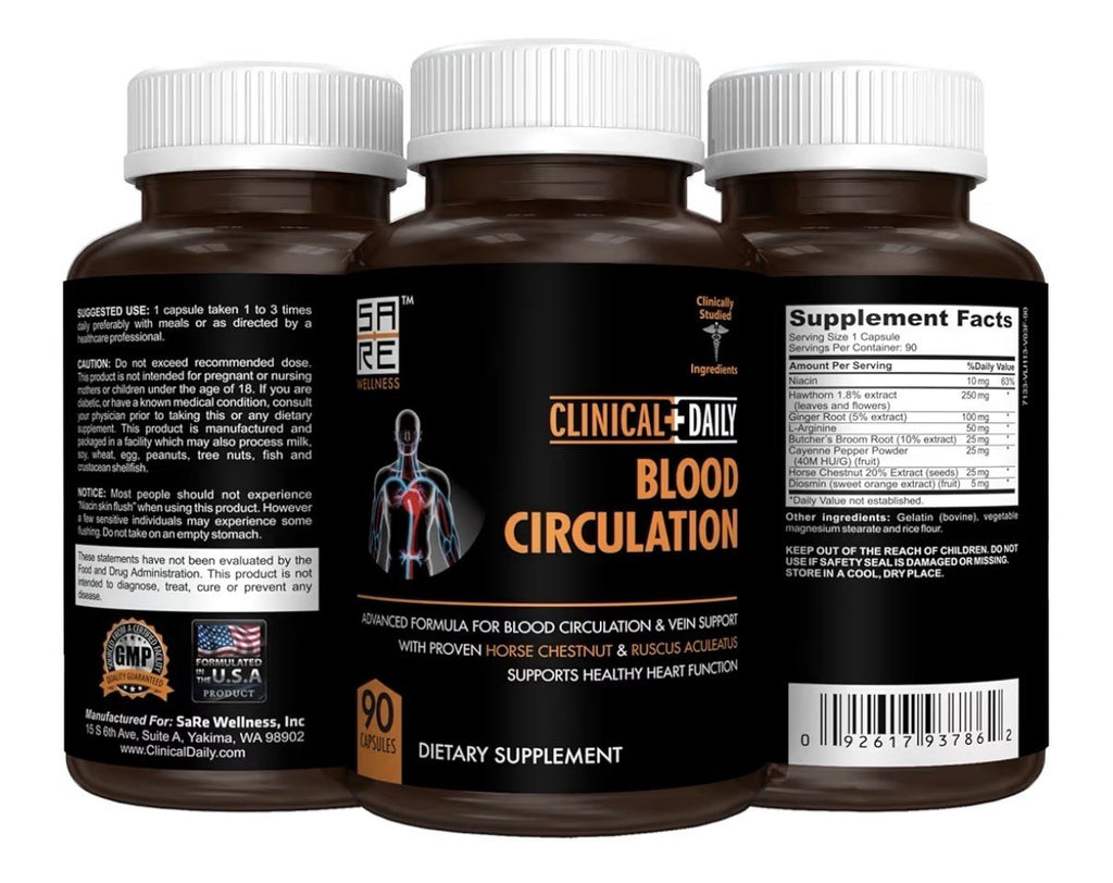 Clinical Daily Blood Circulation Supplement Circulation And Vein Support 90 Caps