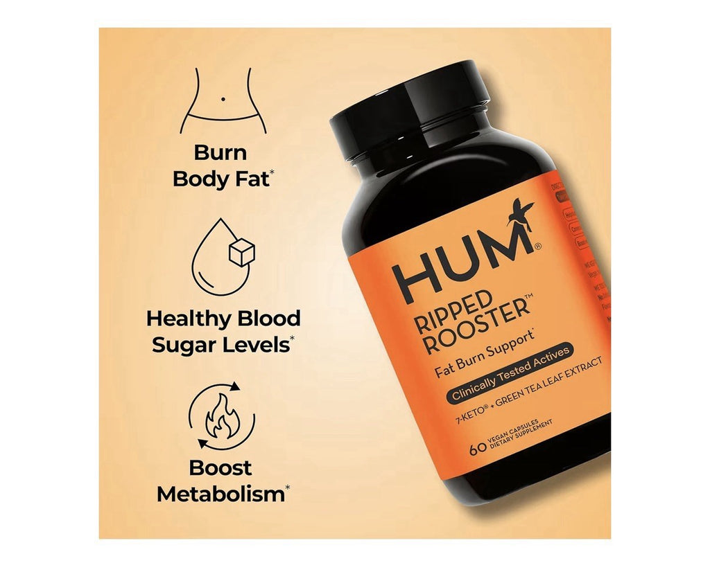 HUM Ripped Rooster Fat Burn Support Healthy Diet Natural Green Tea Extract 60cap