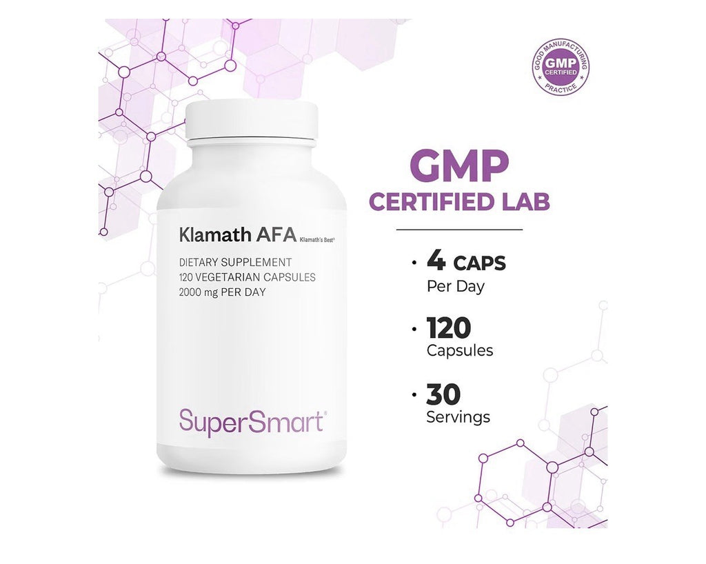 Supersmart Klamath AFA 2000 mg per Day 120 Vegetarian Capsules