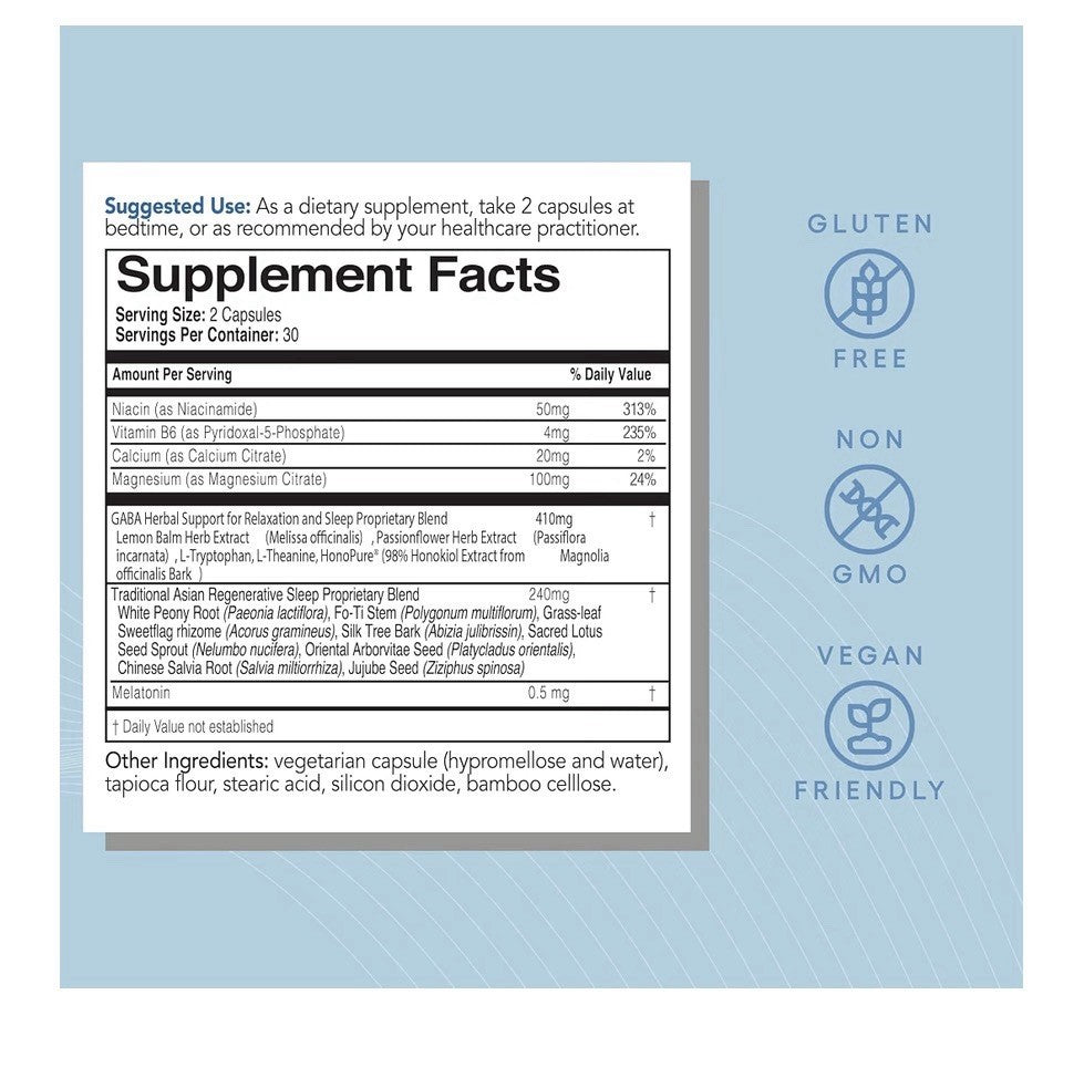 EcoNugenics ecoSleep Restorative Sleep Repair GABA Support Relaxation 60 Capsule
