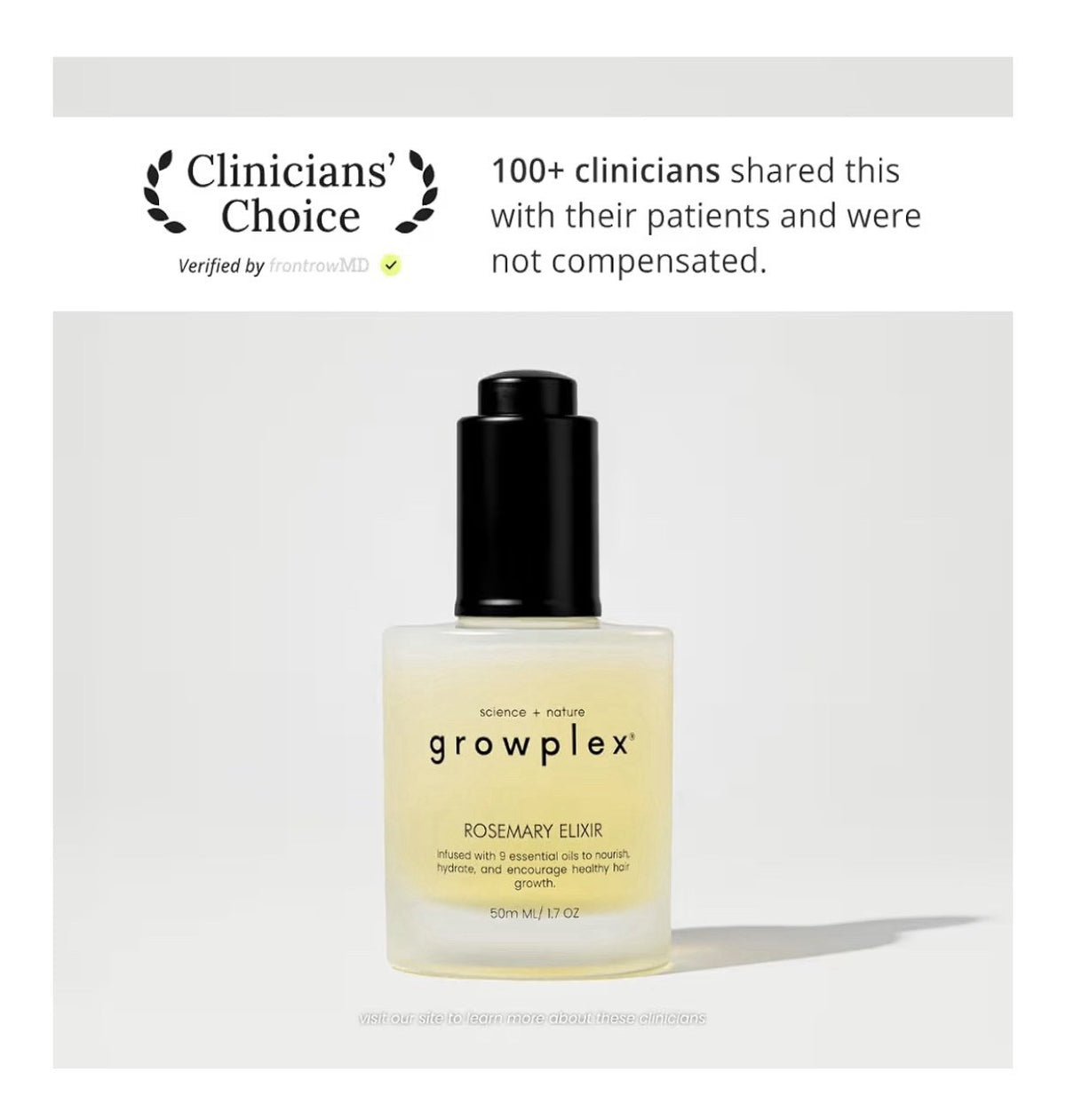 Growplex Rosemary Elixir Daily Scalp Oil with 9 Essential Oils Healthy Scalp 2oz