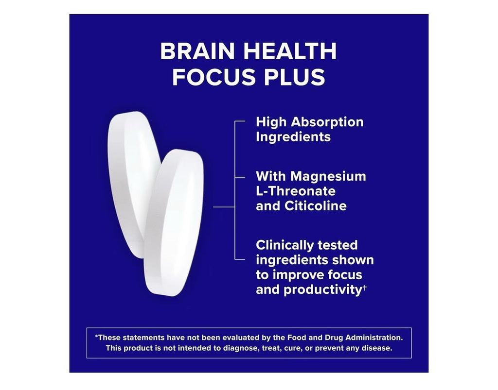 Qunol Brain Health Focus Plus Focus Alertness Productivity Energy 60 Tablets