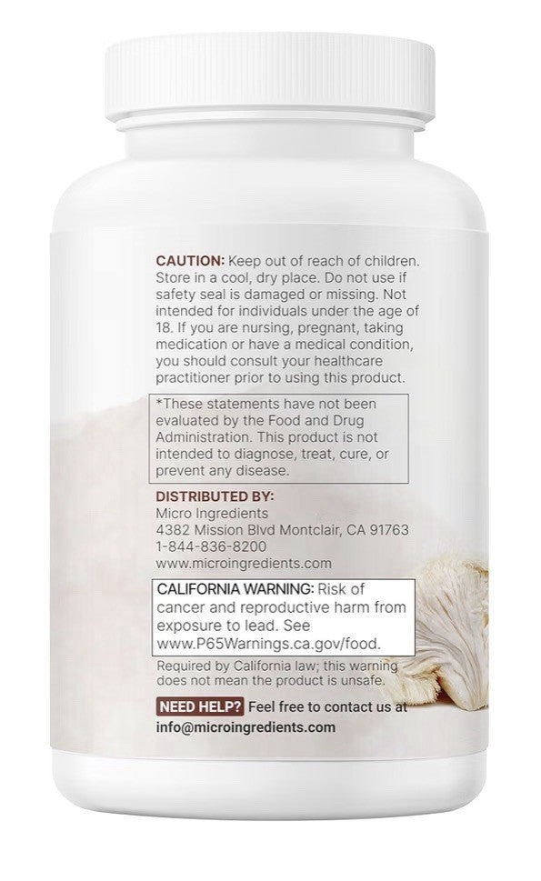 Micro Ingredients Lion’s Mane Mushroom with L-Ergothioneine 240 Capsules