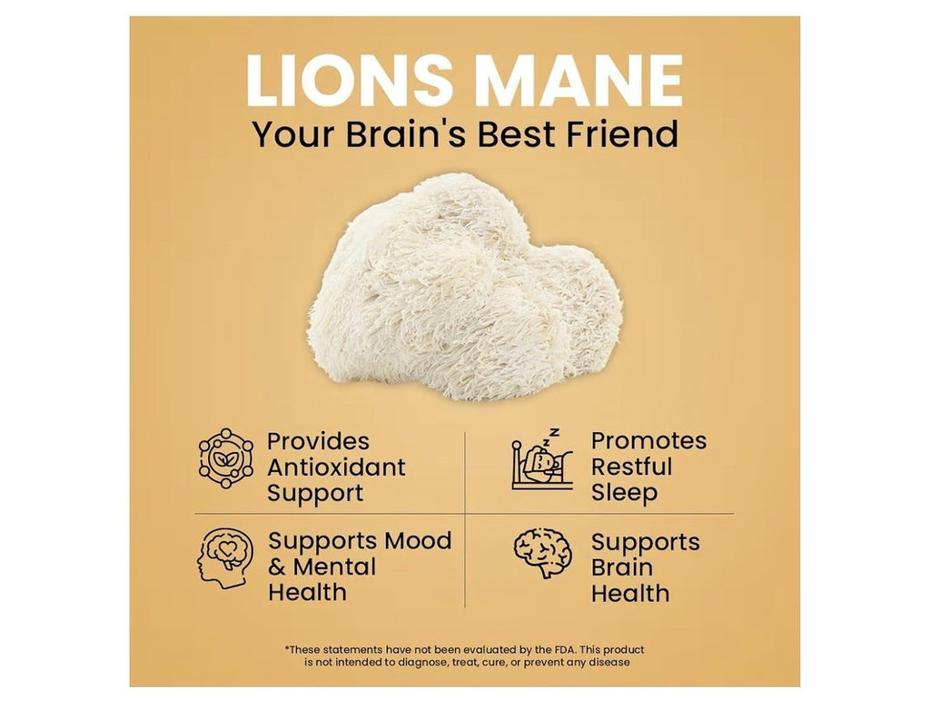 NooMost Lions Mane Mushroom Supplement 1080mg Energy Memory Immune Support 60cap