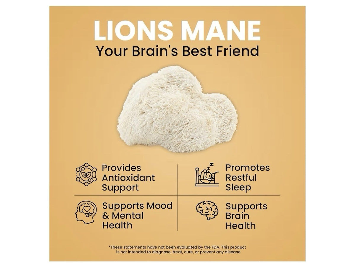 NooMost Lions Mane Mushroom Supplement 1080mg Energy Memory Immune Support 60cap