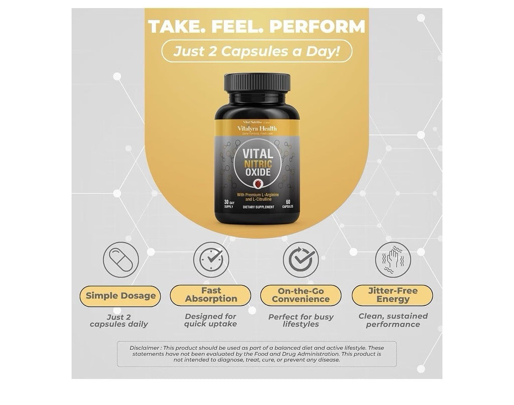 Vital Nutritive Vital Nitric Oxide for Men Workout Booster Blood Flow 60 Capsule