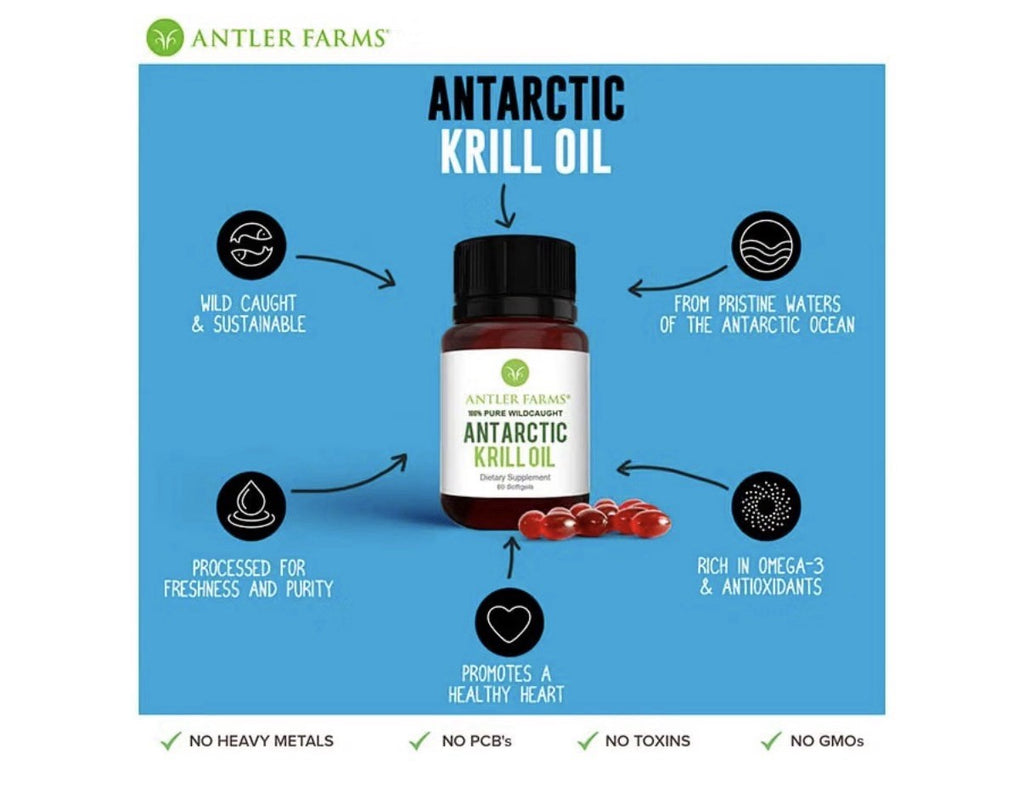 2 Pack Antler Farms Antarctic Krill Oil 100% Pure Wild Caught Omega 3 EPA DHA