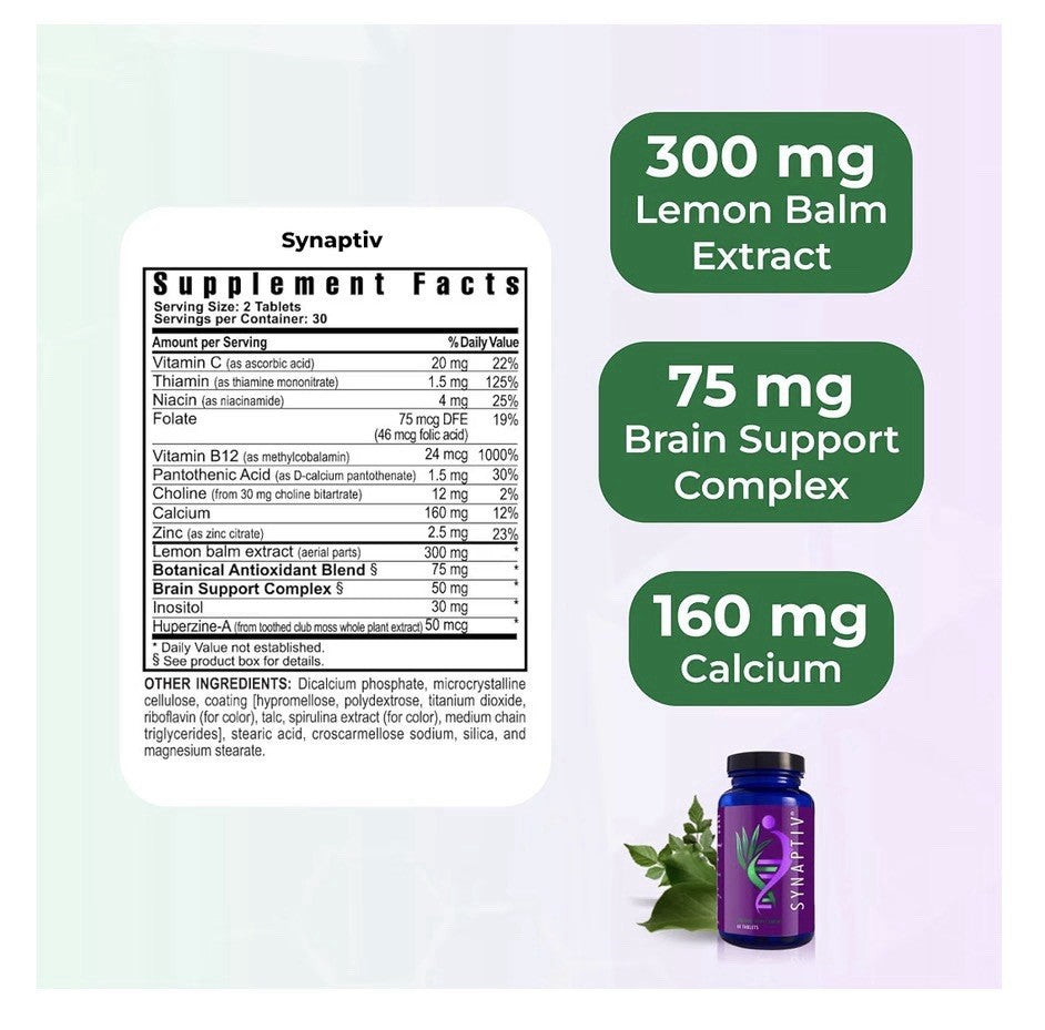 Youngevity Synaptiv Brain Support 12in1 Dietary Support 60 Tablets