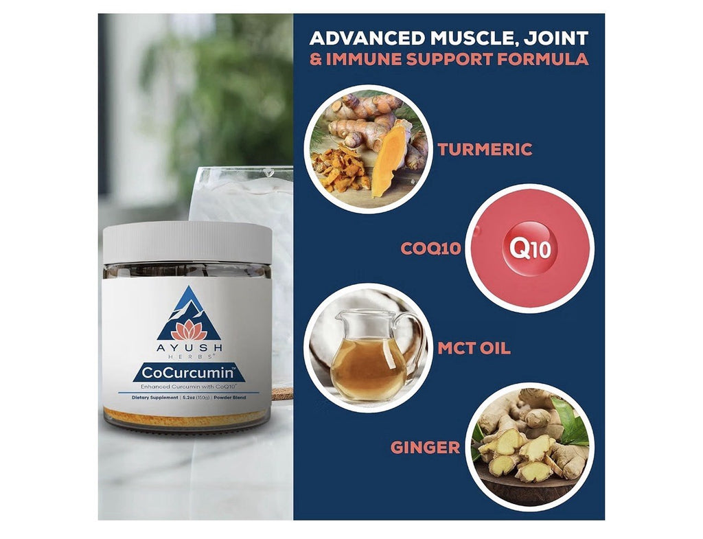 Ayush Herbs CoCurcumin Turmeric Powder Blend With CoQ10 30 Servings