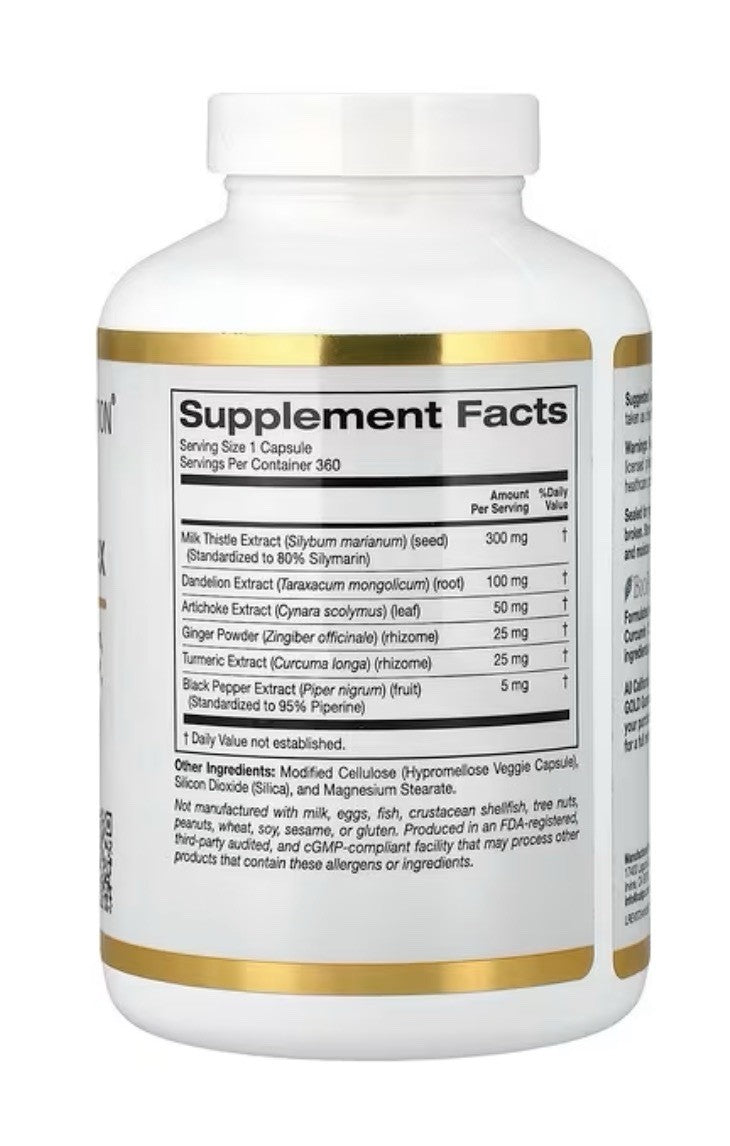 California Gold Nutrition Silymarin Complex Liver Health Detox Cleanse 360 Caps