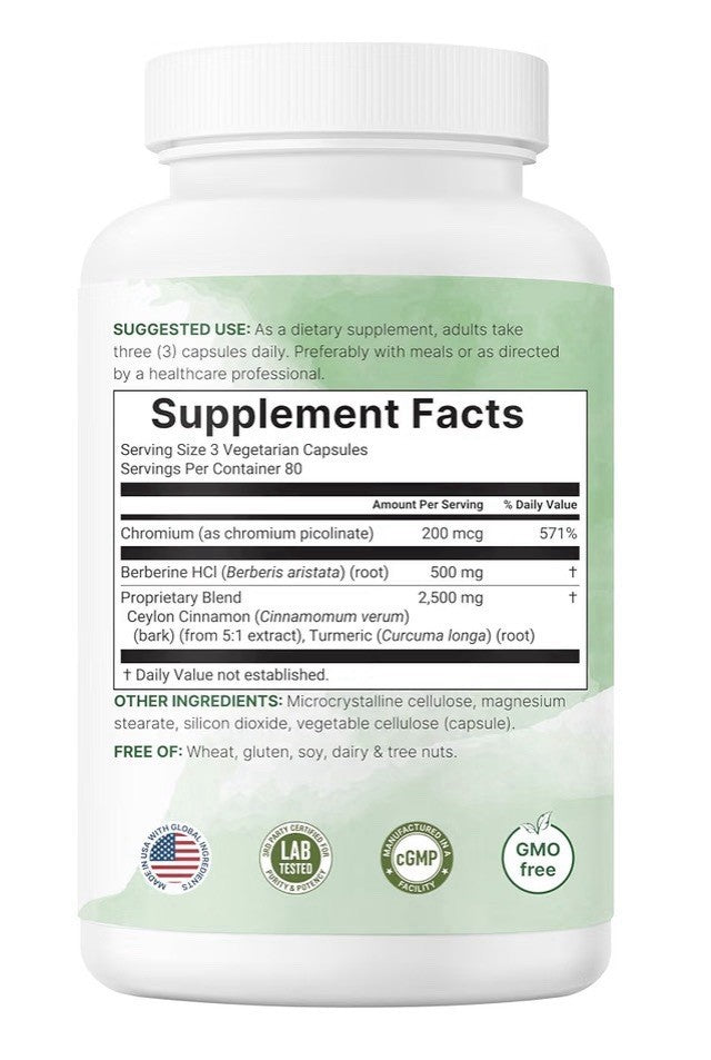 Micro Ingredients Berberine Ceylon Cinnamon Chromium Turmeric 240 Veggie Capsule