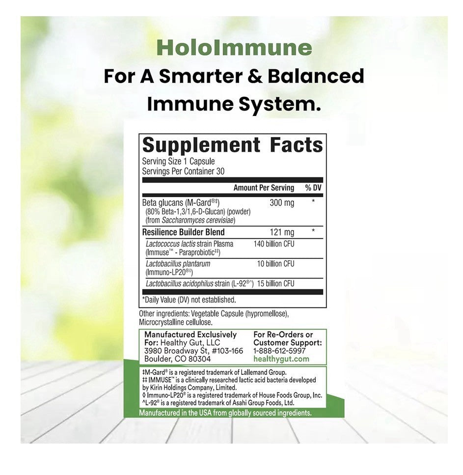 Healthy Gut Hololmmune Paraprobiotic with Immuse Immune Support 30 Servings