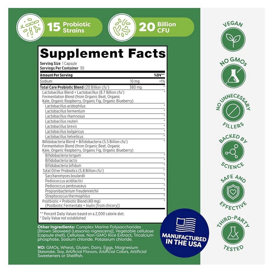 Probulin Total Care Probiotic Prebiotic Posbiotic For Women And Men 30 Capsules