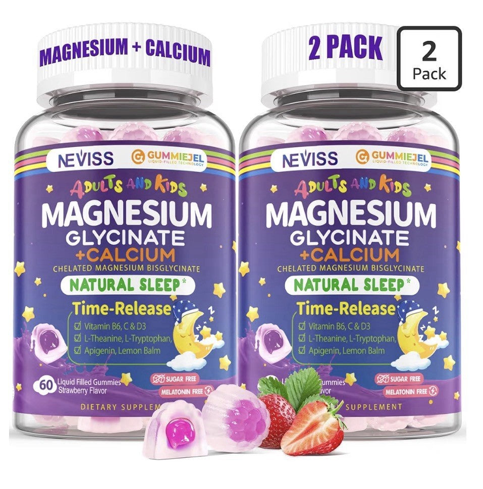 Neviss Magnesium Glycinate + Calcium Gummies Adults & Kids Natural Sleep 2 Pack