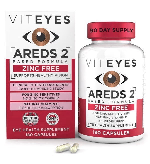 Viteyes AREDS 2 Zinc Free Macular Support Allergen Free Eye Vision Health 180cap
