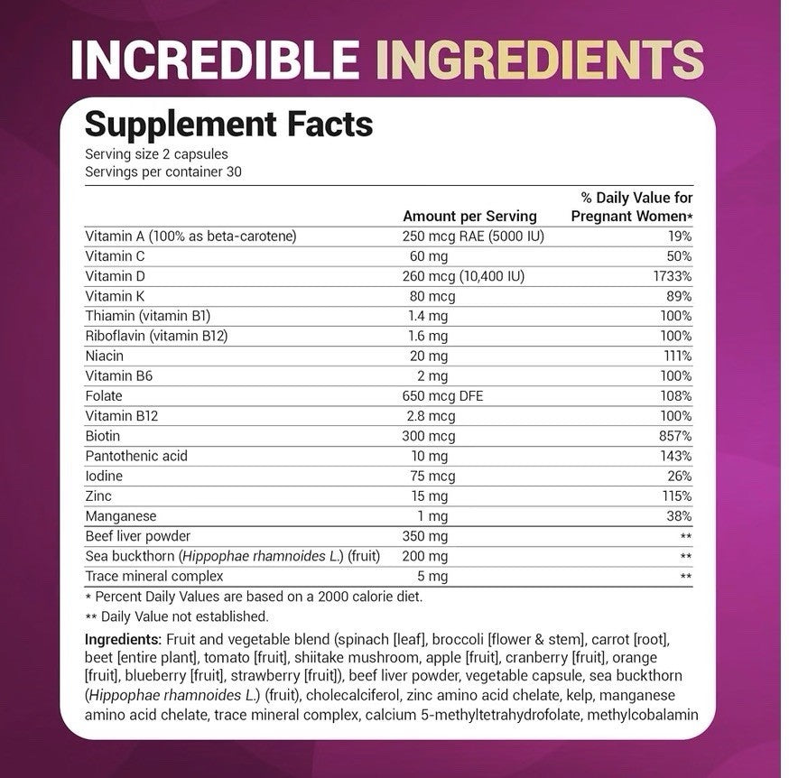Dr. Berg Natural Prenatal Vitamin With Essential Trace Mineral Folate Omegas 60c