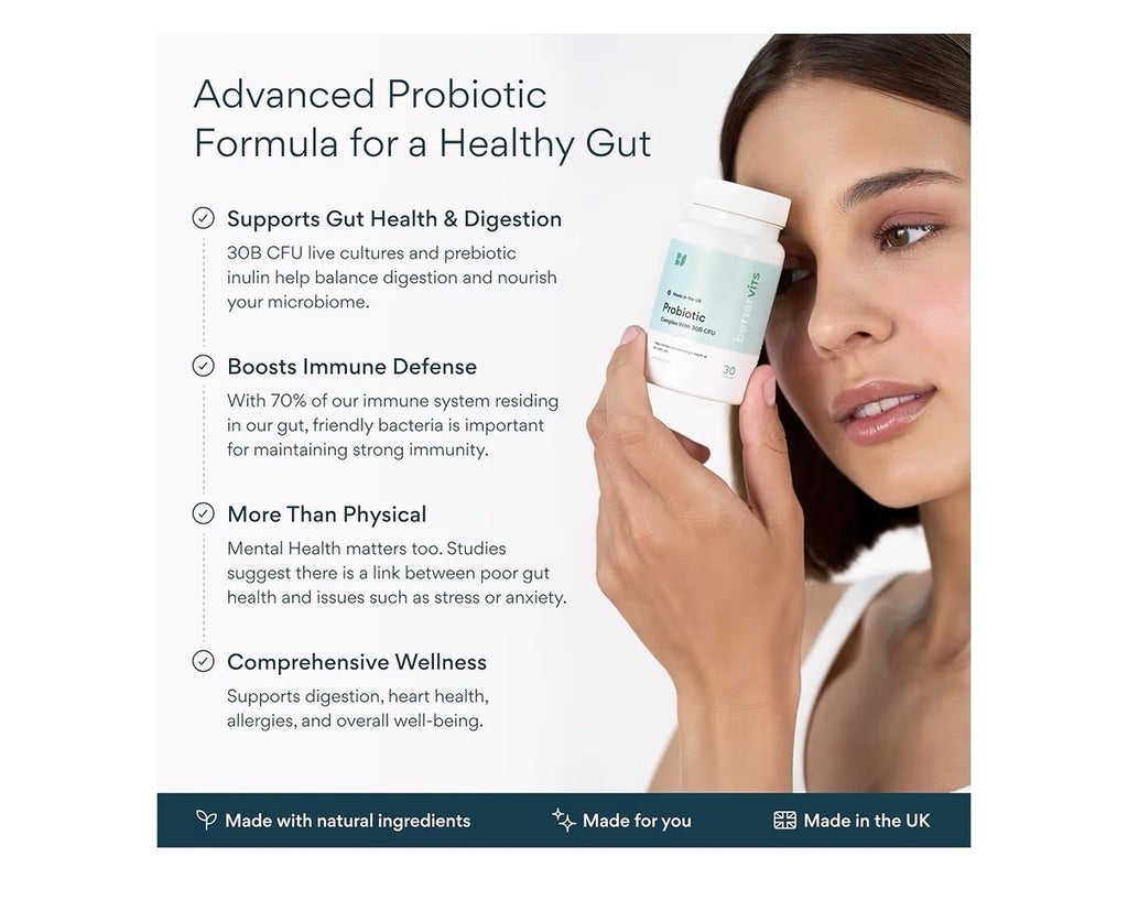 Bettervits Probiotics Complex 75 Billion CFU Women Men Digestive Gut Health 30ca