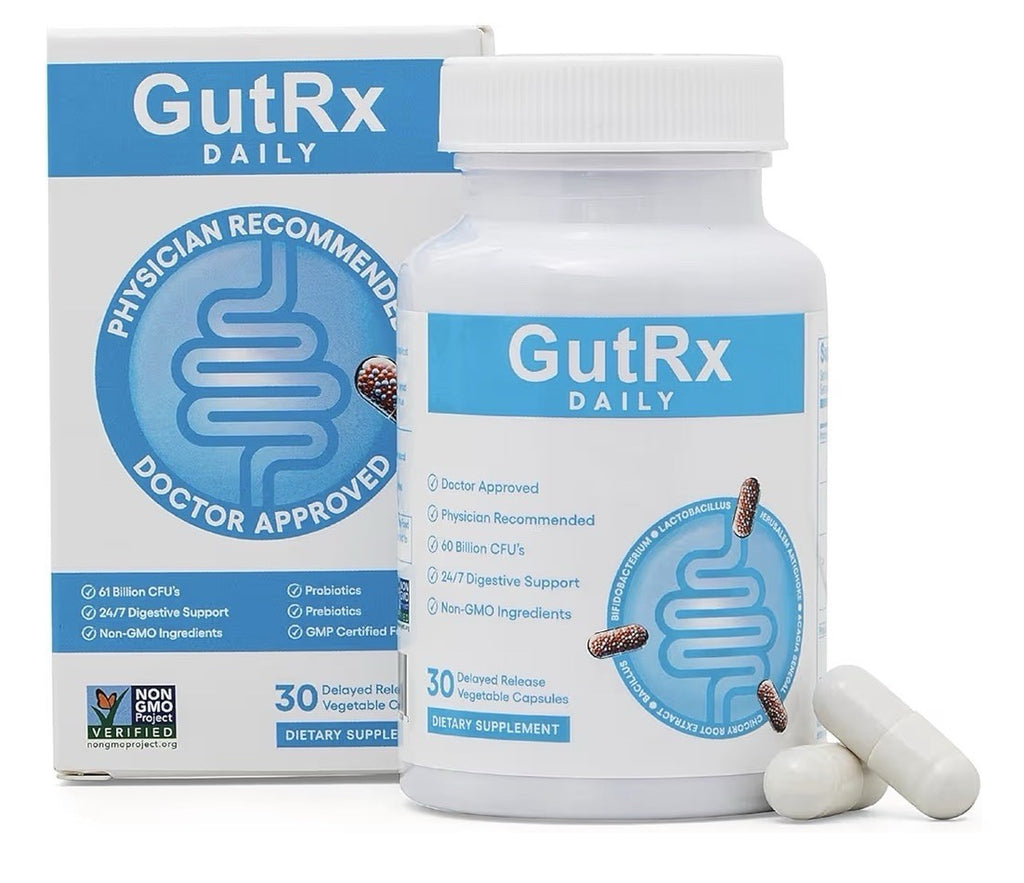 GutRX Daily Probiotics Digestive Gut Health for Women & Men 30 Capsules