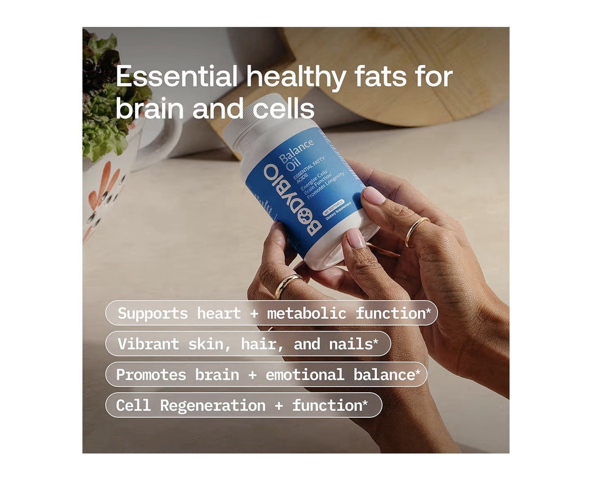 BodyBio Balance Oil Omega 3 & 6 Supplement Energize Cells Brain Longevity 60Sgel