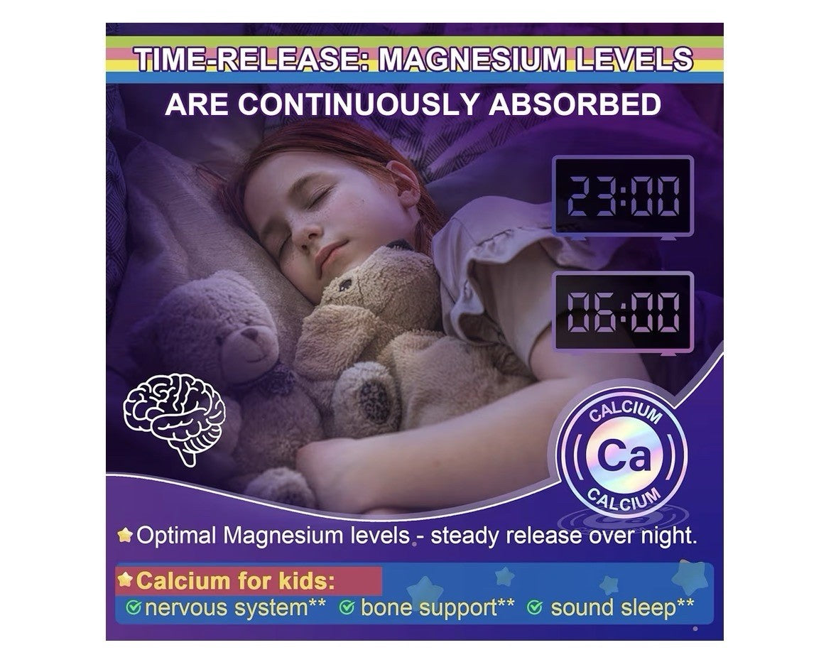Neviss Magnesium Glycinate + Calcium For Adults & Kids Natural Sleep 60 Gummies