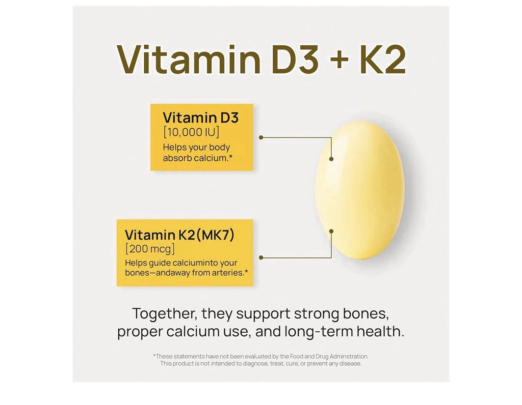 Selerb Vitamin D3 K2 with Virgin Coconut Oil Vitamin D3 10000 IU 120 Softgels