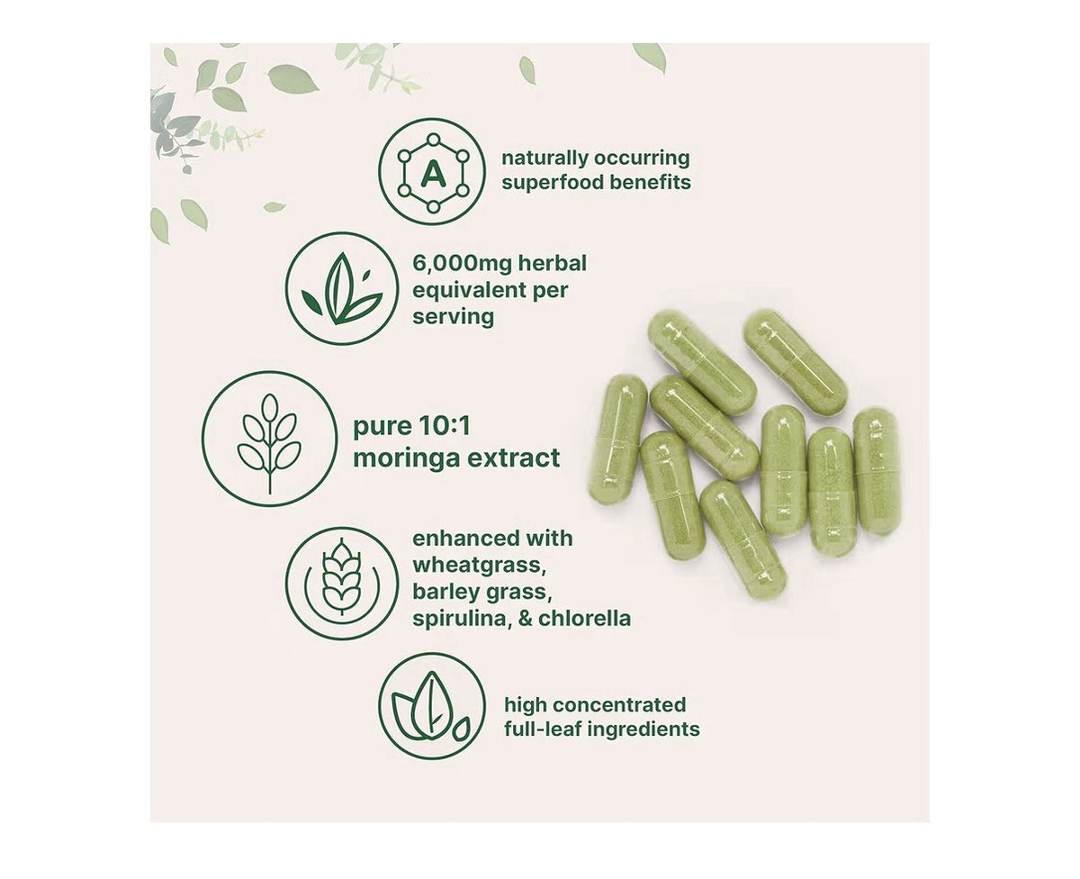 Micro Ingredients Moringa Oleifera with Supergreens 300 Capsules