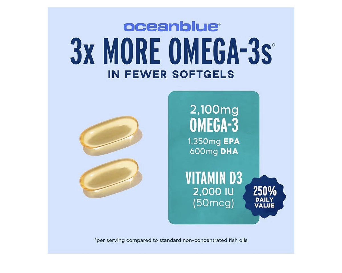 2 Pack Oceanblue Professional Omega-3 2100 with Vitamin D3 Triple Strength