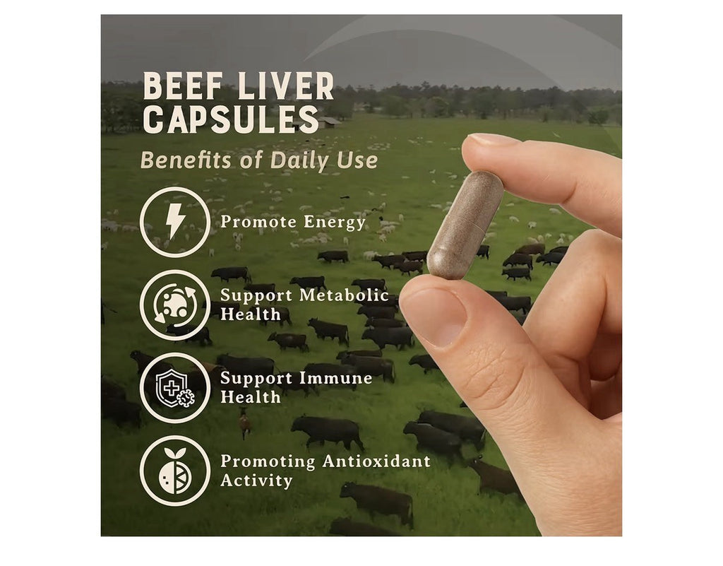 HEART & SOIL Pure American Liver Supplement Grass Fed Finished Beef Liver 180cap