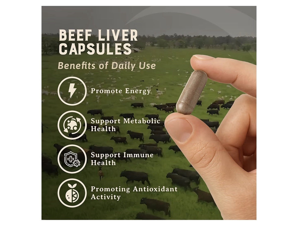 HEART & SOIL Pure American Liver Supplement Grass Fed Finished Beef Liver 180cap