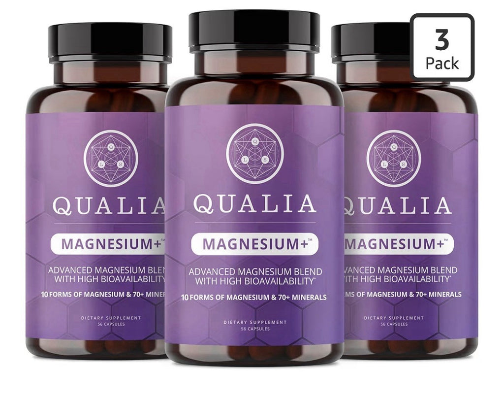 3 Pack Qualia Magnesium+ Advanced Magnesium Blend 70+ Supporting Minerals