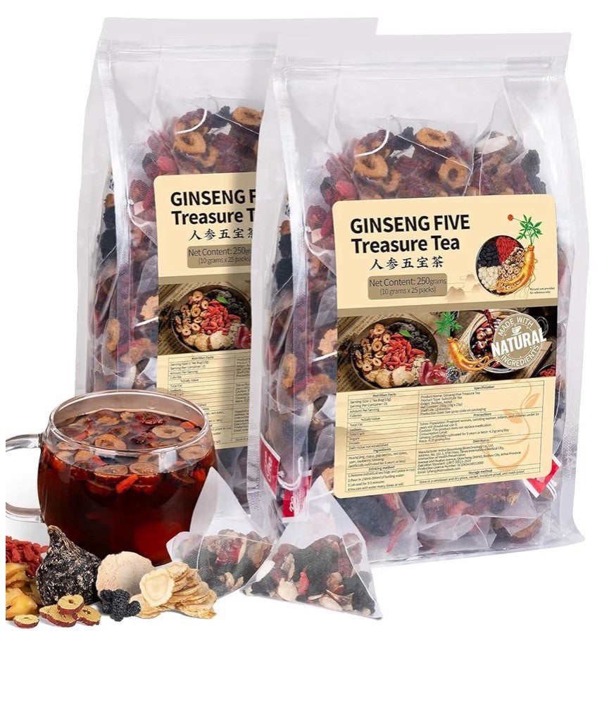 2Pack  Ginseng Five Treasures Kidney Detox 50 Teabags Herbal 7 Ingredients