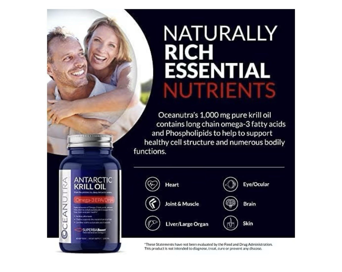 Antractic Krill Oil 1000mg Pure Organic Omega 3 EPA DHA 56% Phospholipids 2 Pack