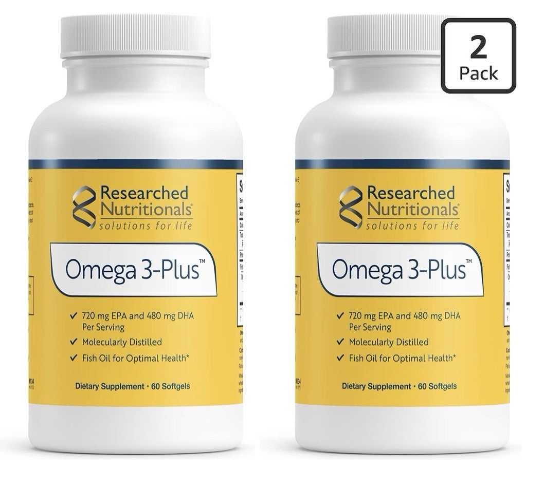 2 Pack Researched Nutritionals Omega-3 Plus Fish Oil For Optimal Health EPA DHA
