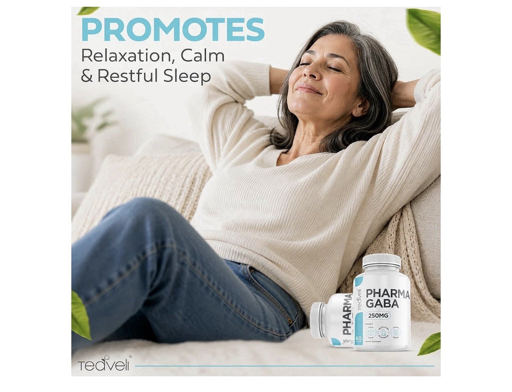 Teaveli Pharma GABA 250mg Calm Relaxation Focus Sleep Fermented GABA 60 Capsules