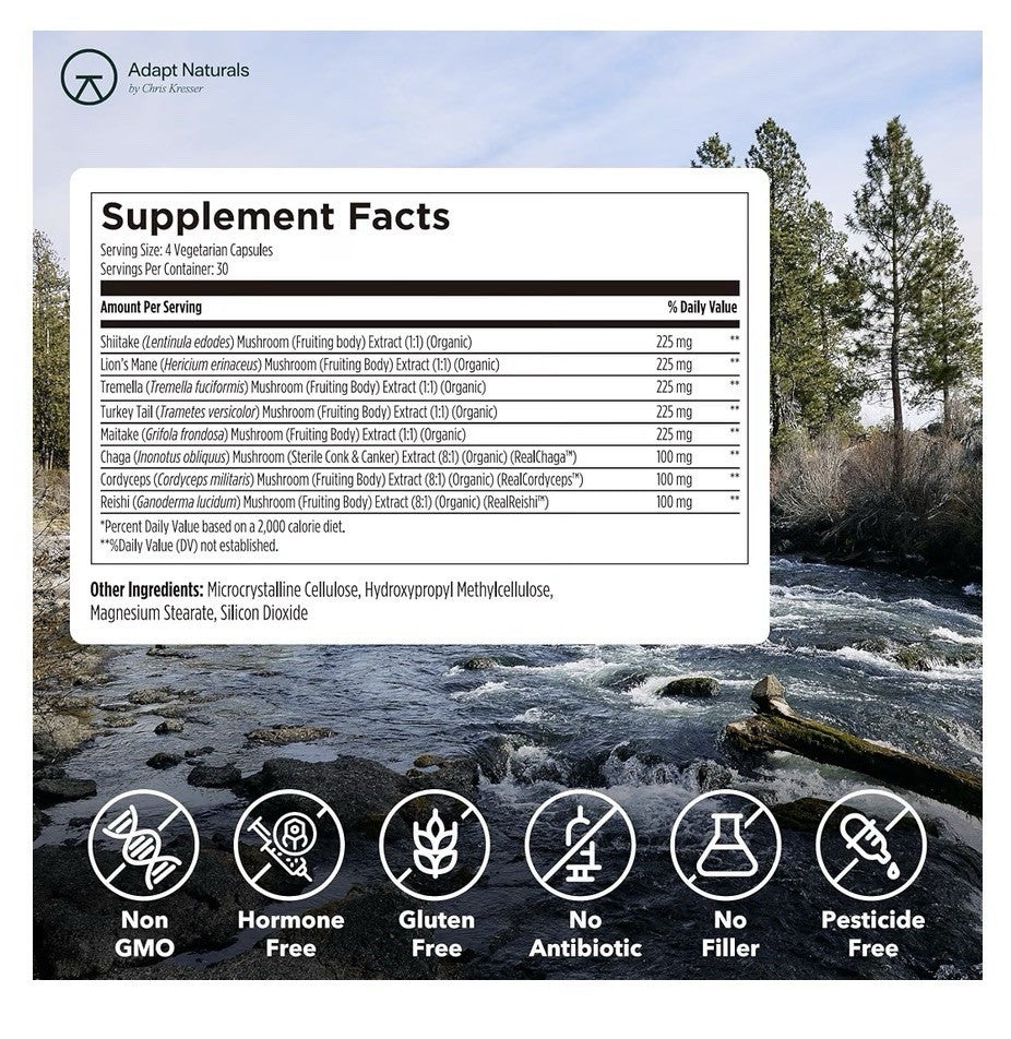 Adapt Naturals MYCO Bio-Avail Full Spectrum blend of 8 Superfood Mushrooms 120ca